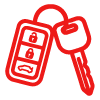 red car key and remote control for vehicle security systems